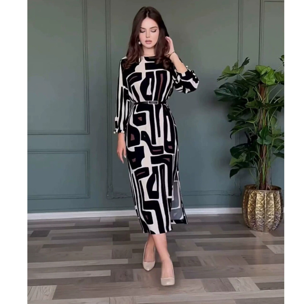 Forever 21 Chic Geometric Print Long Dress Spring Summer